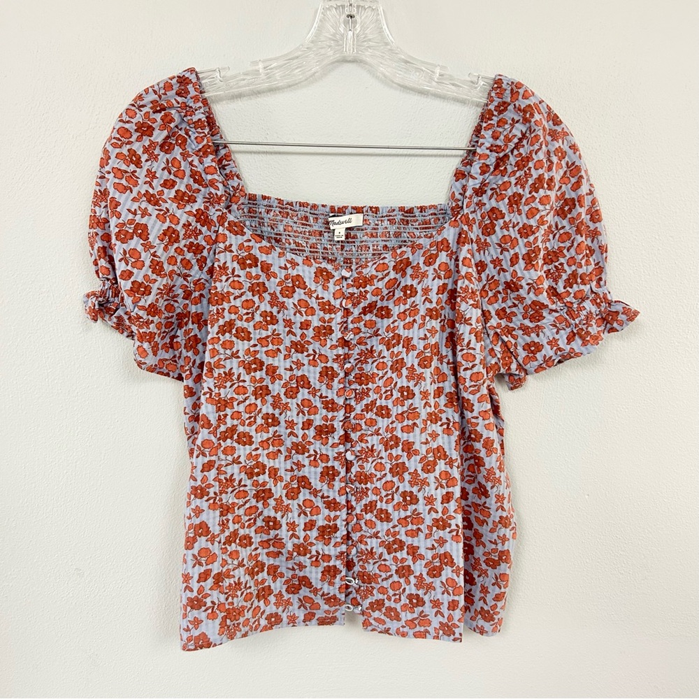 MADEWELL🪻Button Front Floral Top - Size 4 - Fits M